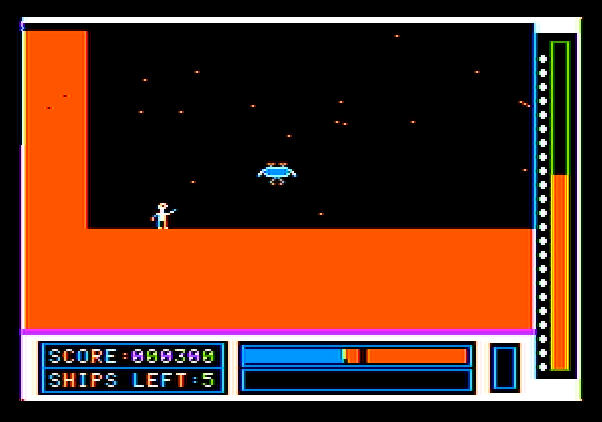 Lunar Leeper Apple II Screenshot: Dropping off someone who was rescued...