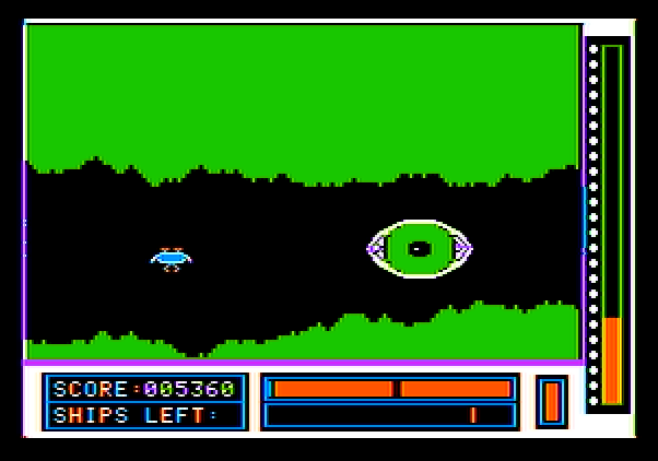 Lunar Leeper Apple II Screenshot: Shoot the eye to proceed to the next level...