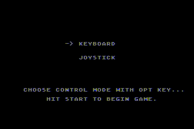 Lunar Leeper Atari 8-bit Screenshot: Choose a control mode...