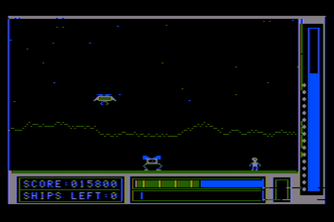 Lunar Leeper Atari 8-bit Screenshot: The game repeats now; here's someone to rescue...