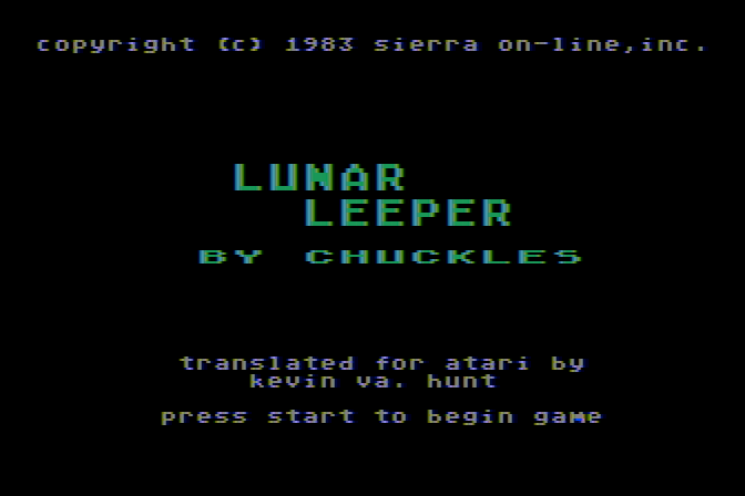 Lunar Leeper Atari 8-bit Screenshot: Title screen.