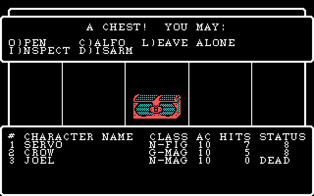 Wizardry: Proving Grounds of the Mad Overlord IBM PC/Compatibles Screenshot: Open this chest?