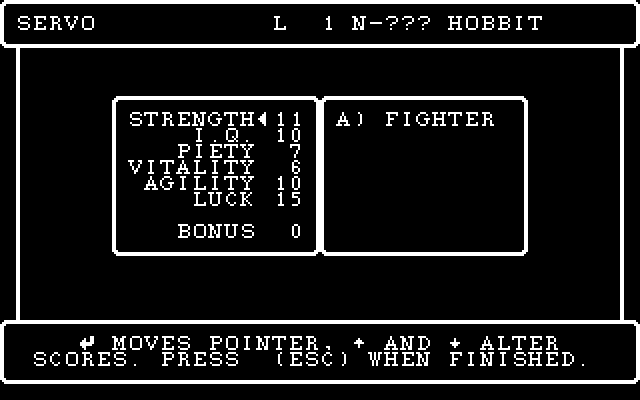 Wizardry: Proving Grounds of the Mad Overlord IBM PC/Compatibles Screenshot: Creating a character.