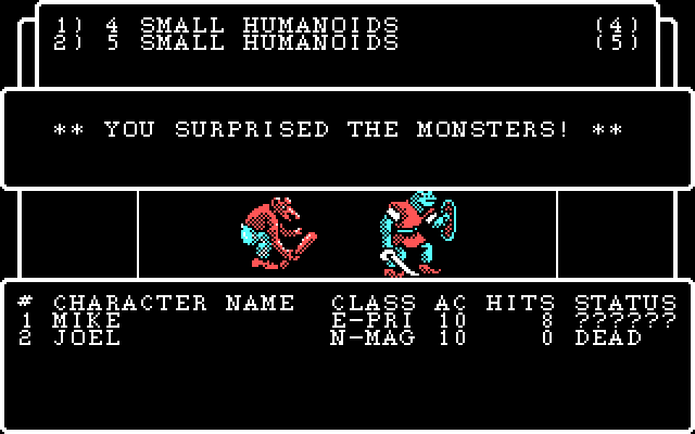 Wizardry: Proving Grounds of the Mad Overlord IBM PC/Compatibles Screenshot: Oh no, some monsters surprised me!