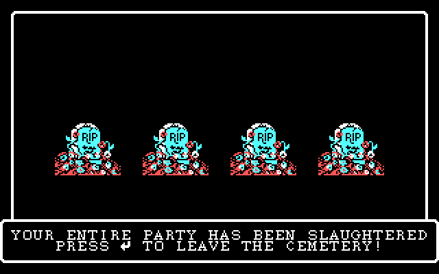 Wizardry: Proving Grounds of the Mad Overlord IBM PC/Compatibles Screenshot: Game over...
