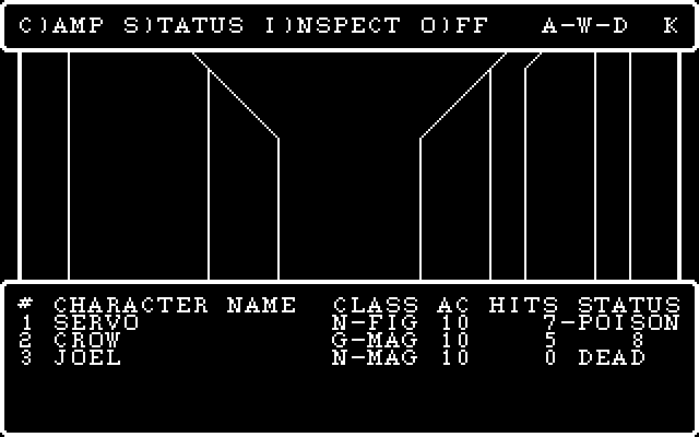 Wizardry: Proving Grounds of the Mad Overlord IBM PC/Compatibles Screenshot: Exploring the maze...