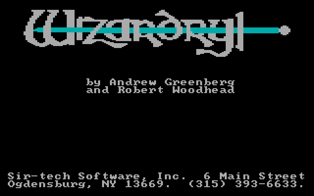 Wizardry: Proving Grounds of the Mad Overlord IBM PC/Compatibles Screenshot: Title screen (1984 version).