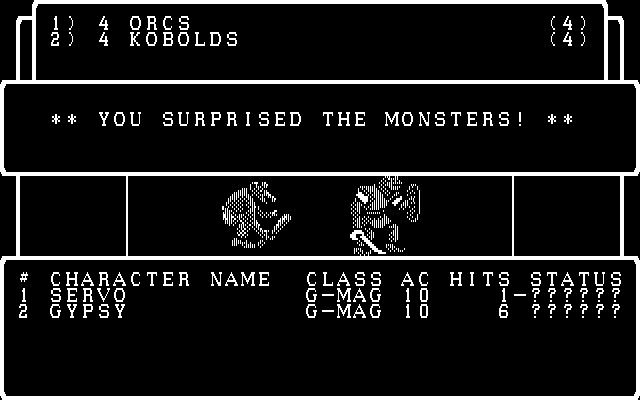 Wizardry: Proving Grounds of the Mad Overlord IBM PC/Compatibles Screenshot: You surprised the monsters!