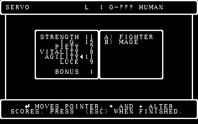 Wizardry: Proving Grounds of the Mad Overlord IBM PC/Compatibles Screenshot: Creating a new character...