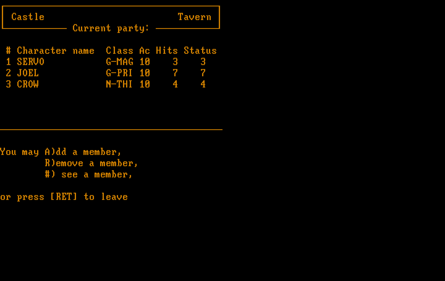 Wizardry: Proving Grounds of the Mad Overlord IBM PC/Compatibles Screenshot: Assembling my party...