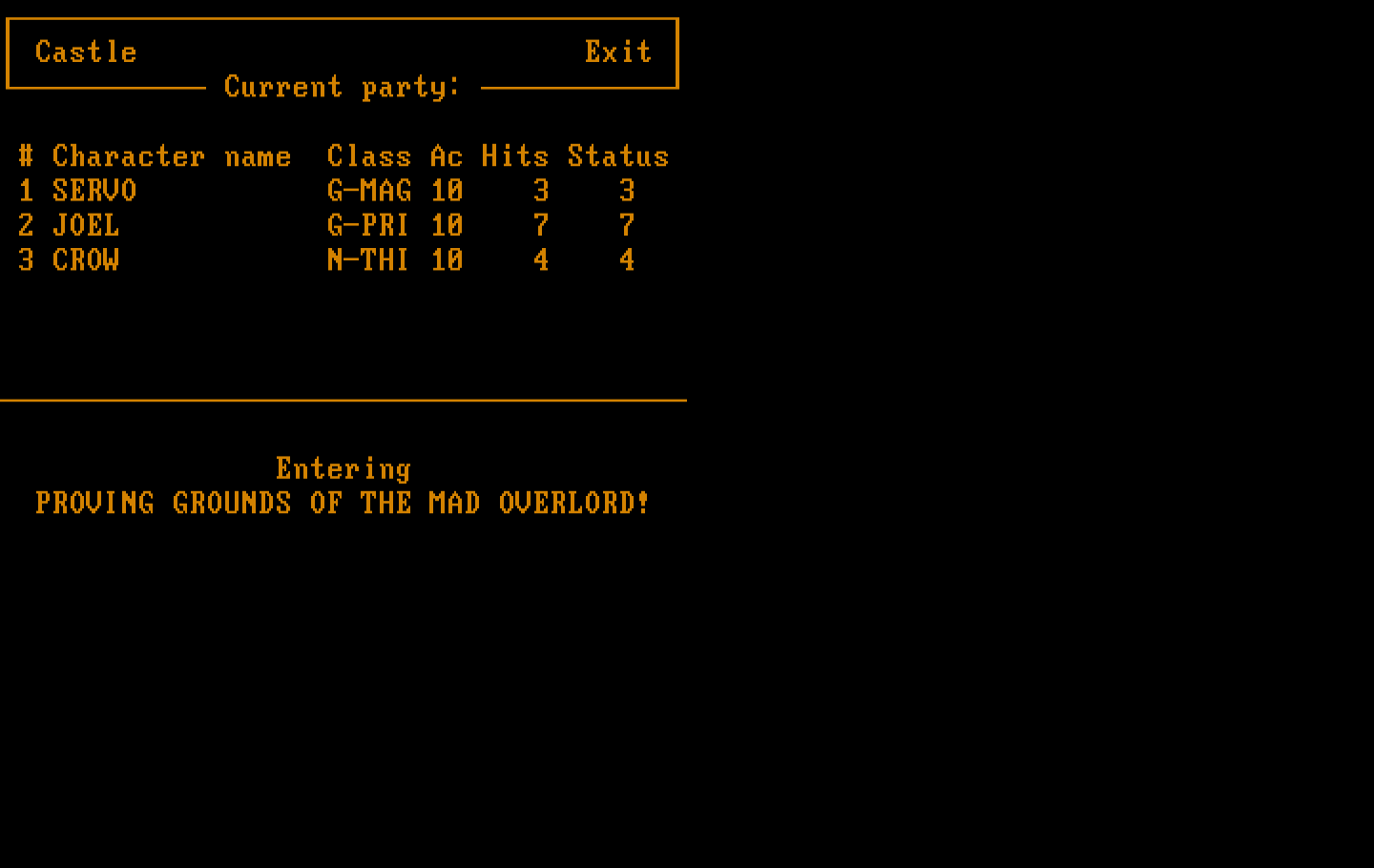 Wizardry: Proving Grounds of the Mad Overlord IBM PC/Compatibles Screenshot: Entering the proving grounds of the mad overlord!