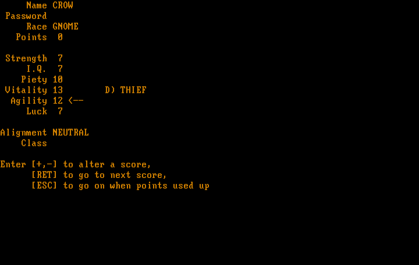 Wizardry: Proving Grounds of the Mad Overlord IBM PC/Compatibles Screenshot: Multiple character types and classes are available.