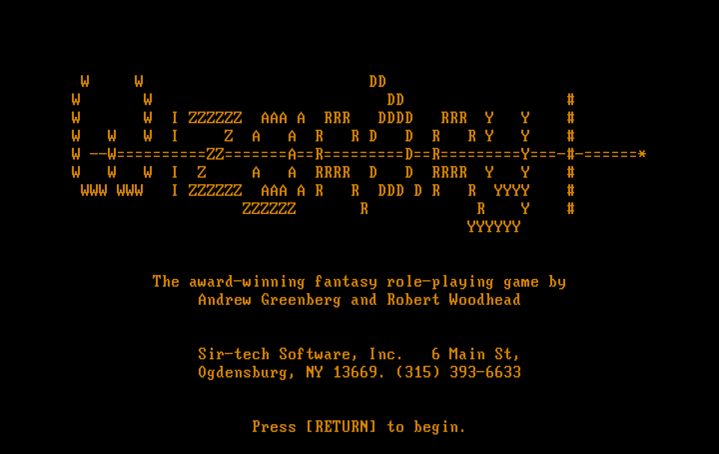 Wizardry: Proving Grounds of the Mad Overlord IBM PC/Compatibles Screenshot: Title screen.