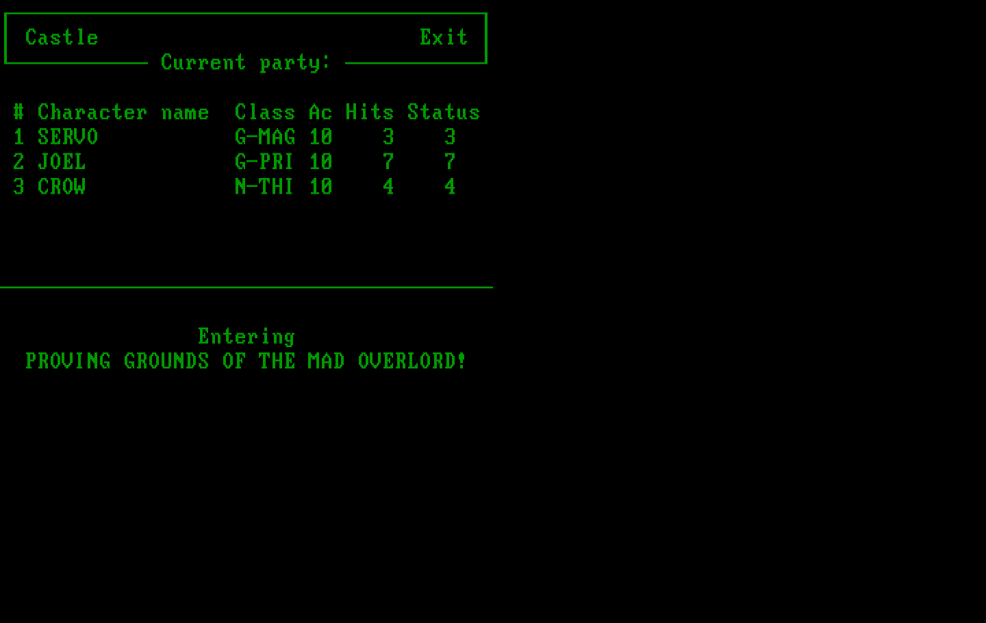 Wizardry: Proving Grounds of the Mad Overlord IBM PC/Compatibles Screenshot: Entering the proving grounds of the mad overlord!