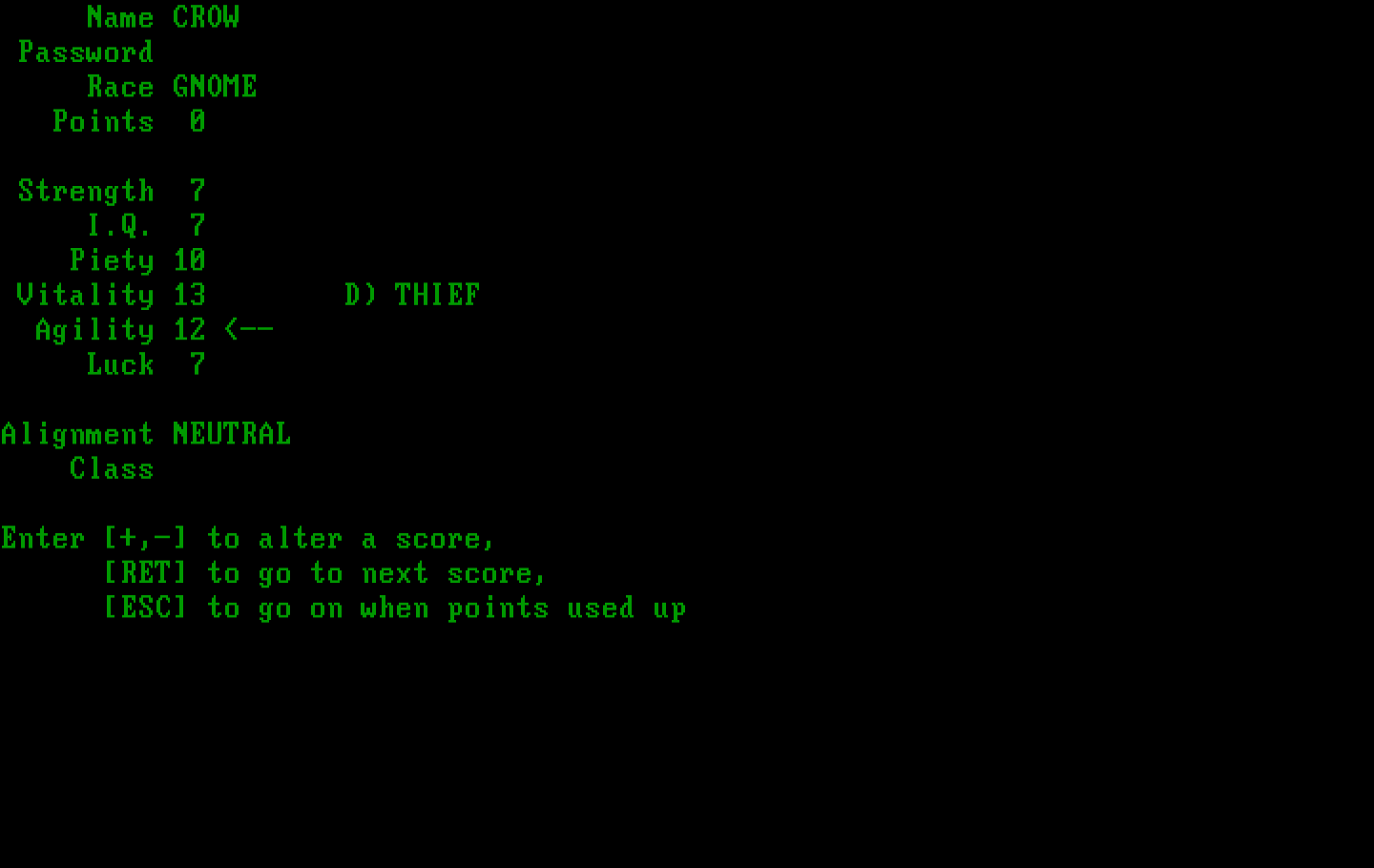 Wizardry: Proving Grounds of the Mad Overlord IBM PC/Compatibles Screenshot: Multiple character types and classes are available.