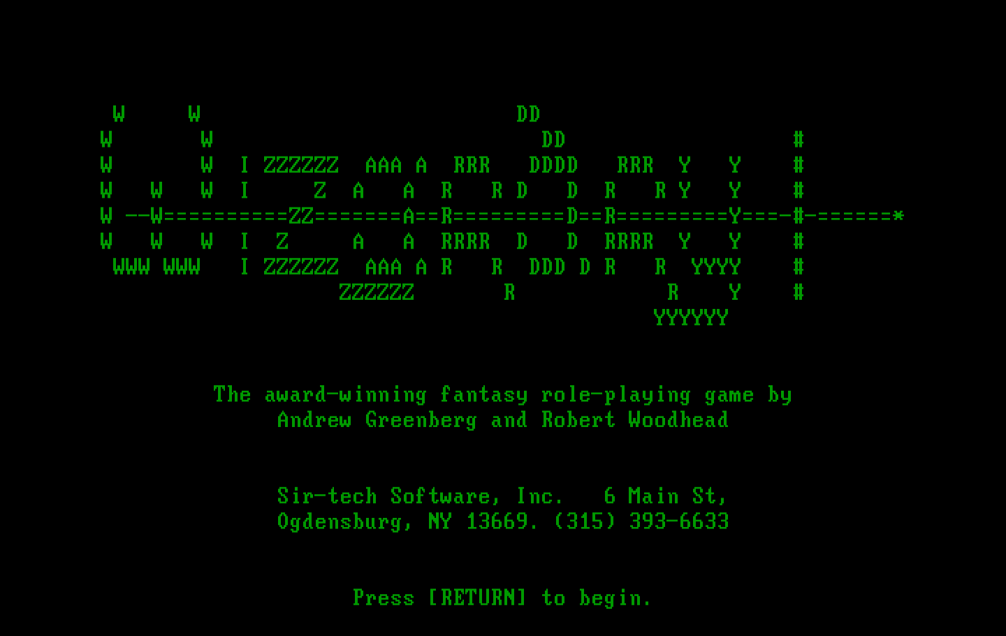Wizardry: Proving Grounds of the Mad Overlord IBM PC/Compatibles Screenshot: Title screen.