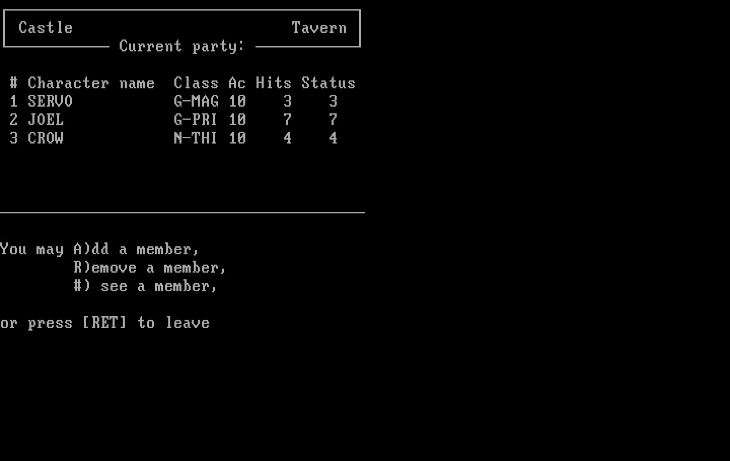 Wizardry: Proving Grounds of the Mad Overlord IBM PC/Compatibles Screenshot: Assembling my party...
