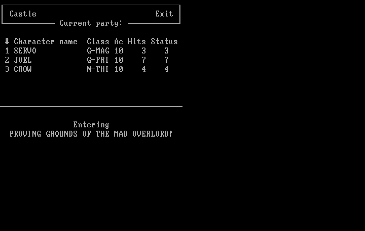 Wizardry: Proving Grounds of the Mad Overlord IBM PC/Compatibles Screenshot: Entering the proving grounds of the mad overlord!