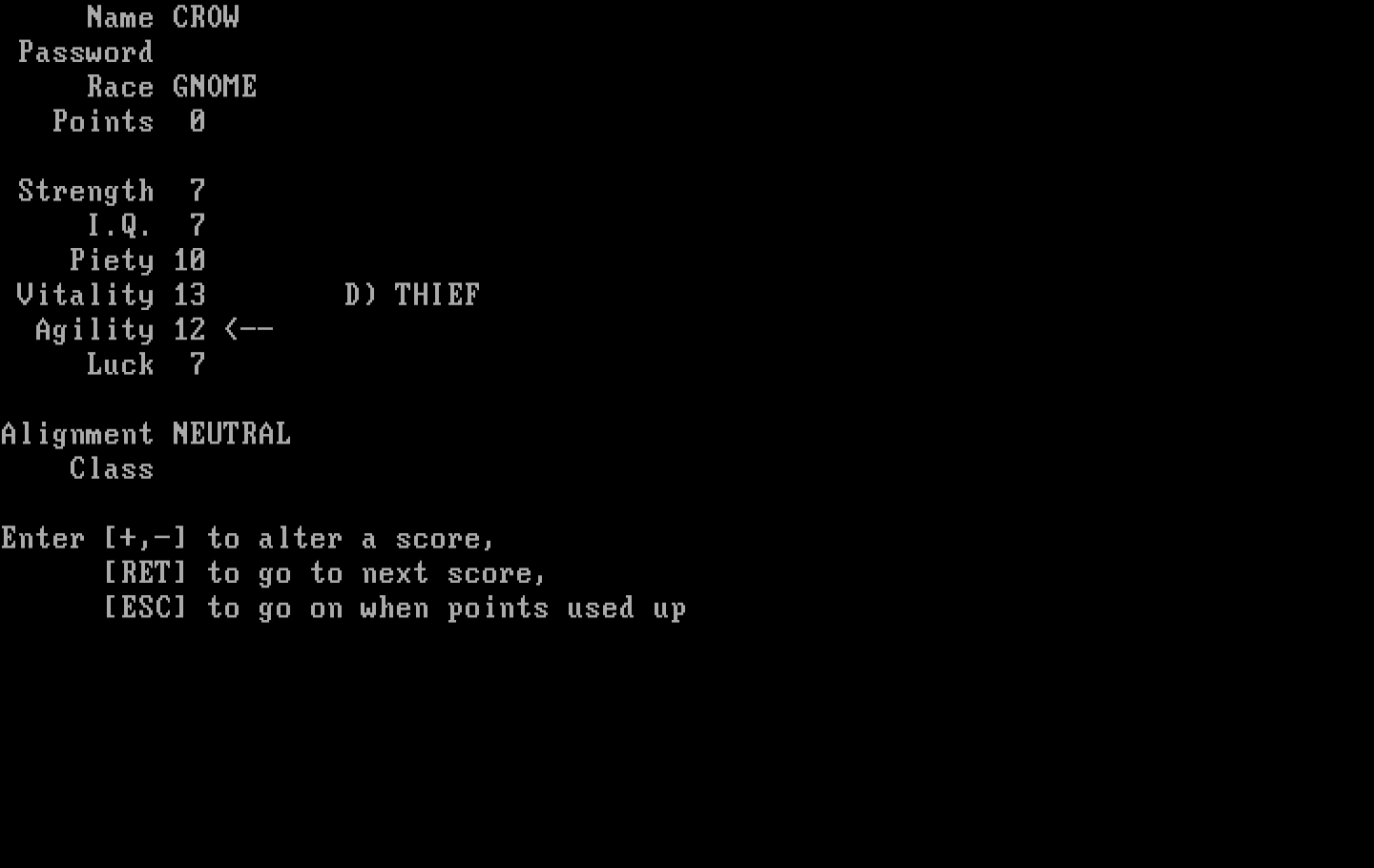 Wizardry: Proving Grounds of the Mad Overlord IBM PC/Compatibles Screenshot: Multiple character types and classes are available.