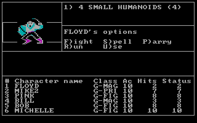 Wizardry: Proving Grounds of the Mad Overlord IBM PC/Compatibles Screenshot: Another encounter...here are my options.