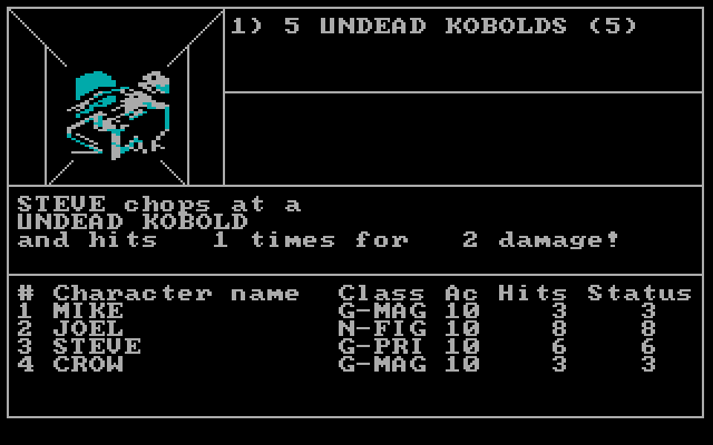 Wizardry: Proving Grounds of the Mad Overlord IBM PC/Compatibles Screenshot: I've encountered some undead kobolds!