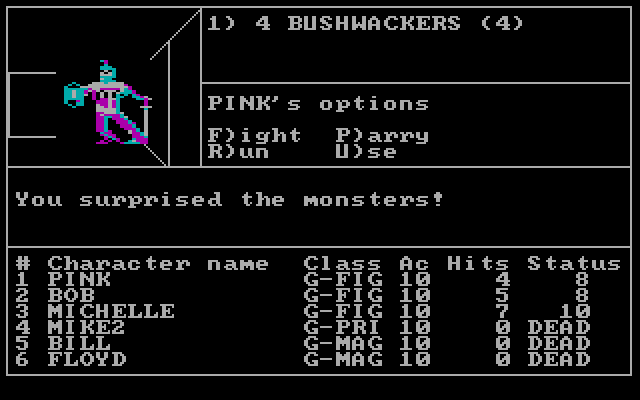 Wizardry: Proving Grounds of the Mad Overlord IBM PC/Compatibles Screenshot: Encounter with some bushwackers.