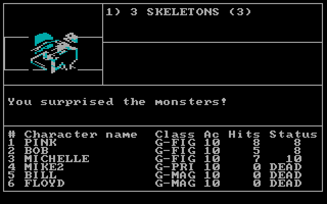 Wizardry: Proving Grounds of the Mad Overlord IBM PC/Compatibles Screenshot: I surprised the monsters!