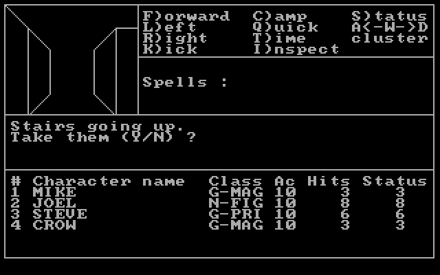 Wizardry: Proving Grounds of the Mad Overlord IBM PC/Compatibles Screenshot: The maze start where there are some stairs leading up.