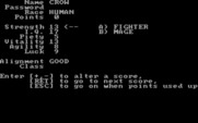 Wizardry: Proving Grounds of the Mad Overlord for IBM PC/Compatibles - You can choose different classes for a character depending on the stats.