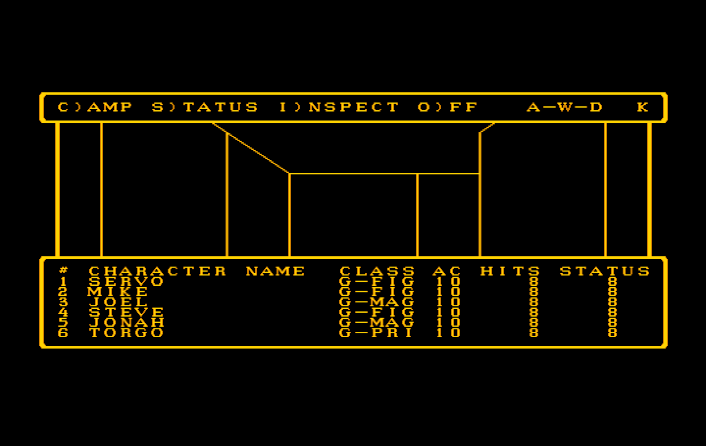 Wizardry: Proving Grounds of the Mad Overlord IBM PC/Compatibles Screenshot: Exploring the maze...