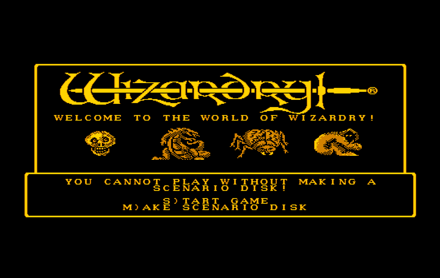 Wizardry: Proving Grounds of the Mad Overlord IBM PC/Compatibles Screenshot: Title screen.