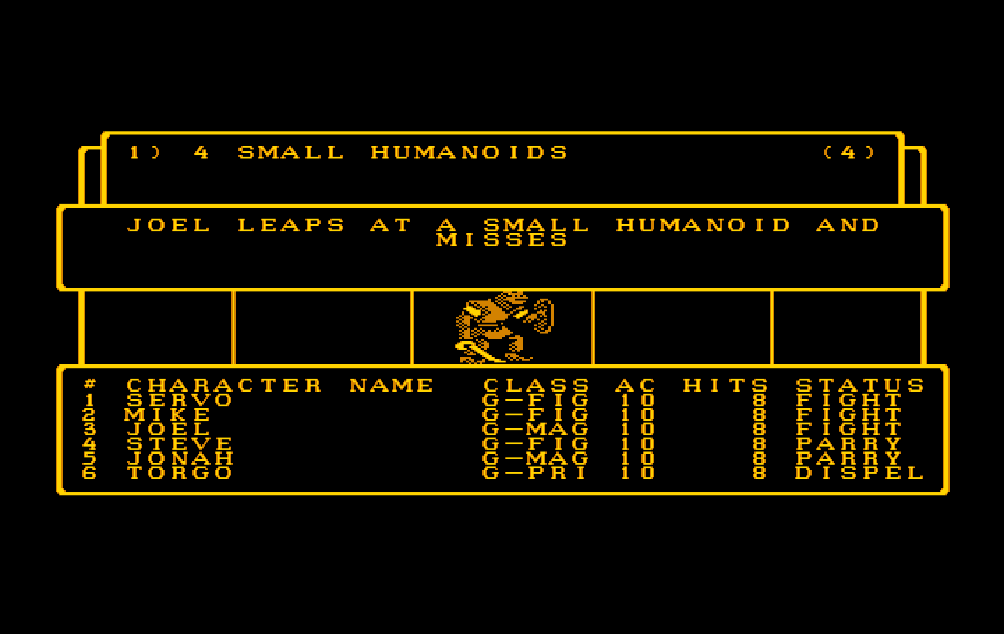 Wizardry: Proving Grounds of the Mad Overlord IBM PC/Compatibles Screenshot: Player attacks, but misses!