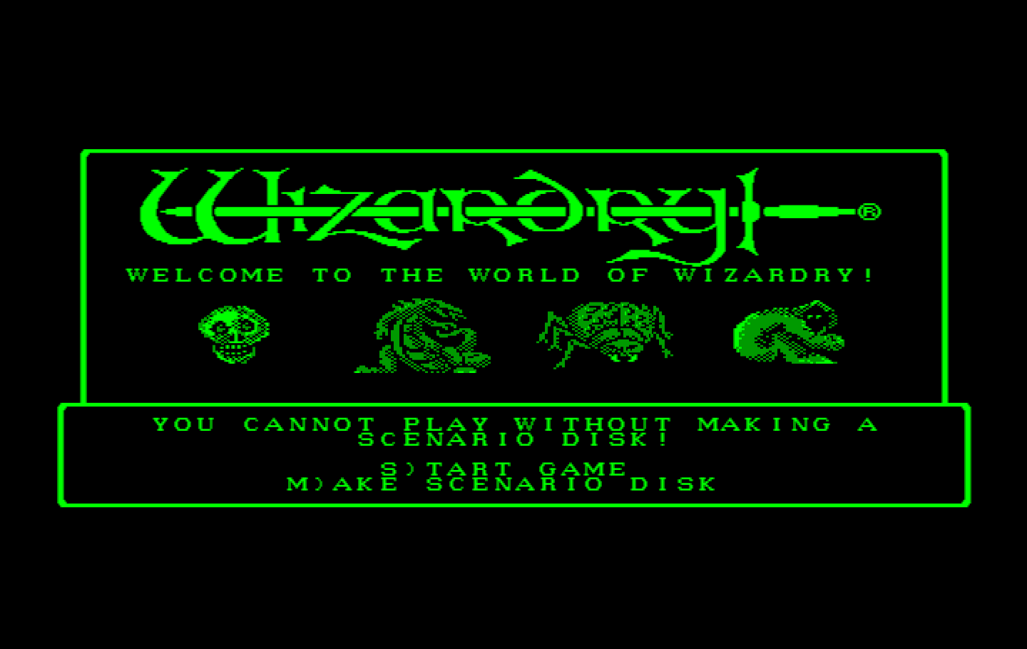 Wizardry: Proving Grounds of the Mad Overlord IBM PC/Compatibles Screenshot: Title screen.