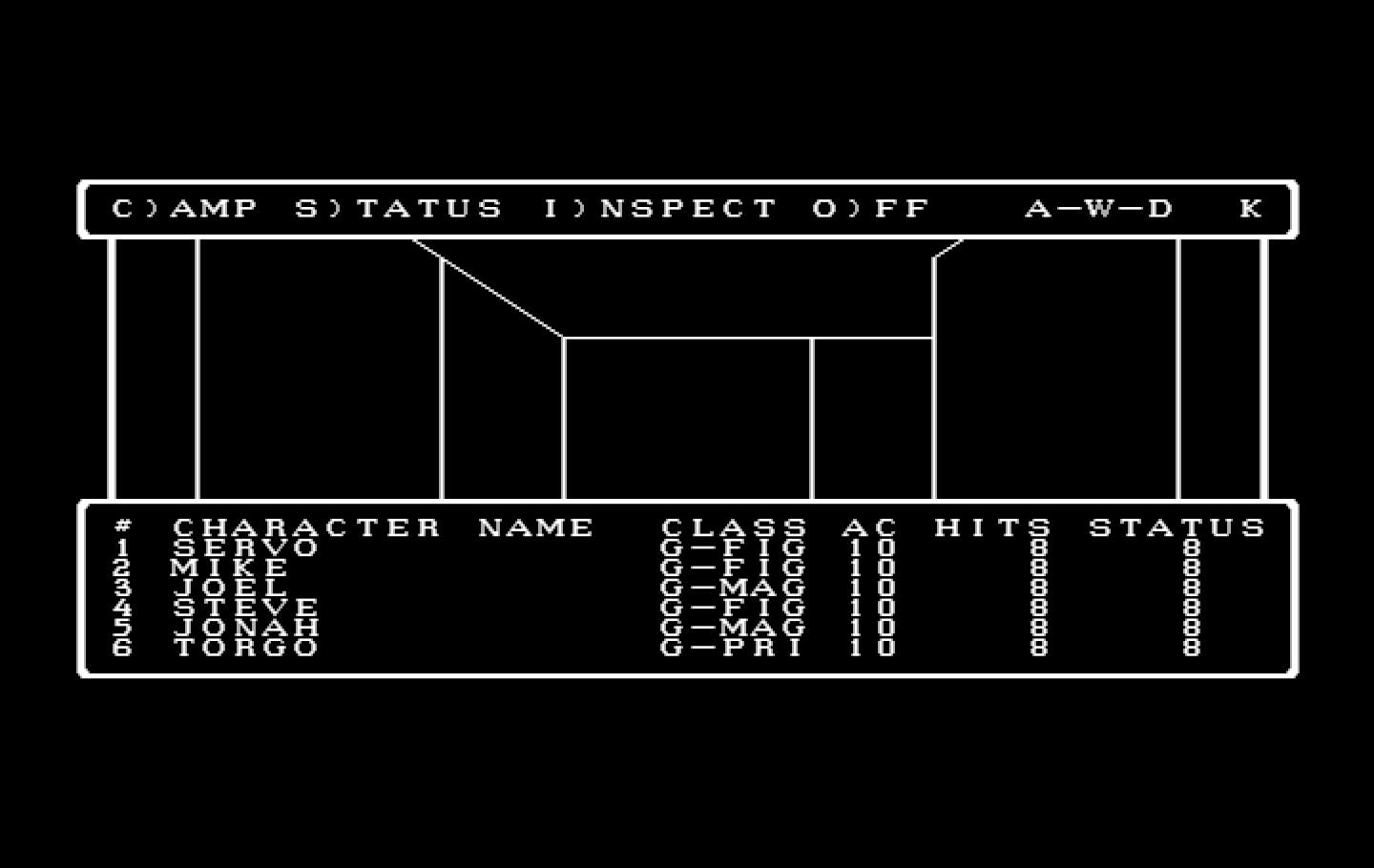 Wizardry: Proving Grounds of the Mad Overlord IBM PC/Compatibles Screenshot: Exploring the maze...