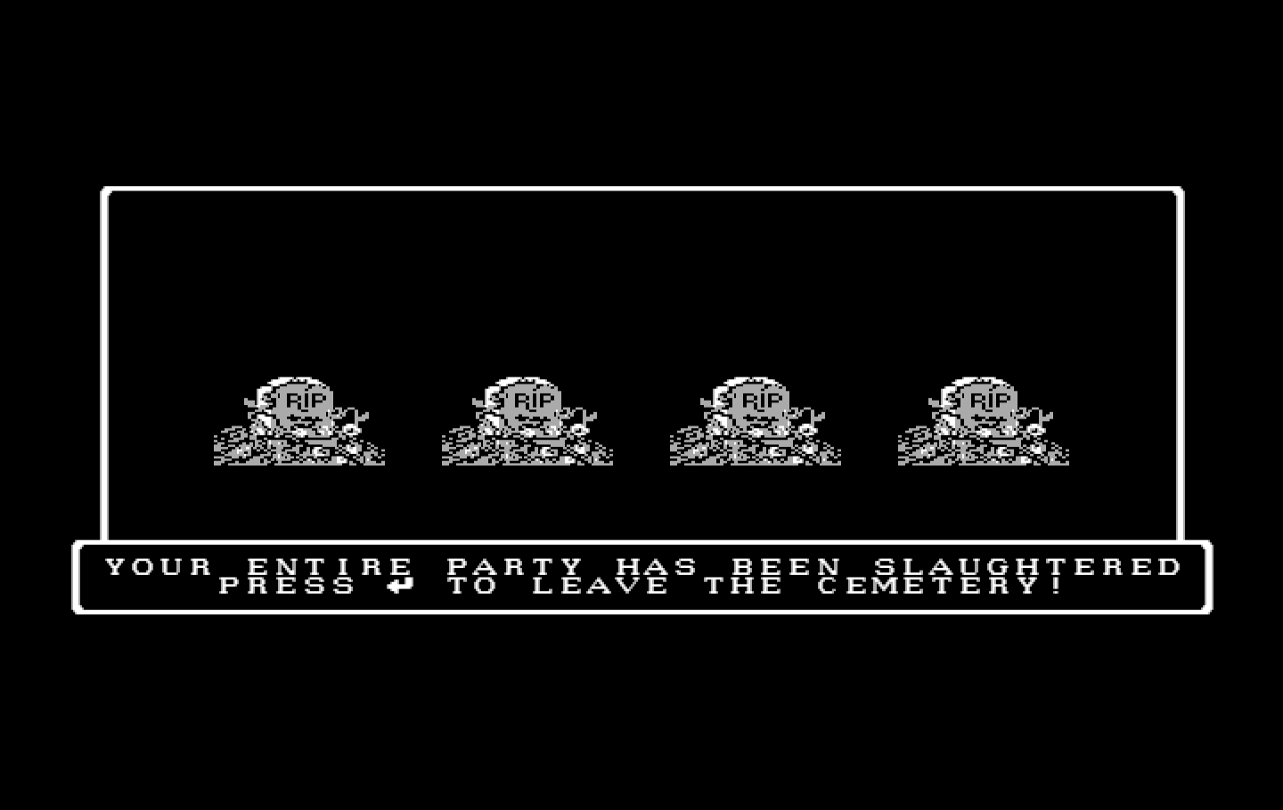 Wizardry: Proving Grounds of the Mad Overlord IBM PC/Compatibles Screenshot: Game over.