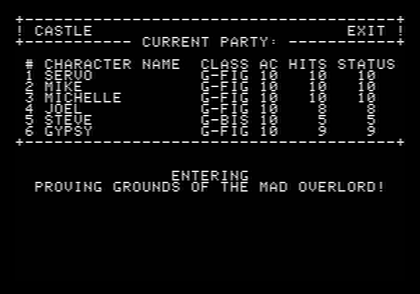 Wizardry: Proving Grounds of the Mad Overlord Apple II Screenshot: Entering the maze!