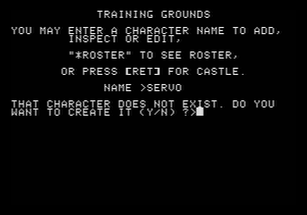 Wizardry: Proving Grounds of the Mad Overlord Apple II Screenshot: First, we'll need to setup some new characters...