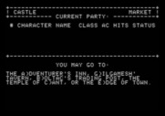 Wizardry: Proving Grounds of the Mad Overlord for Apple II - The castle menu.