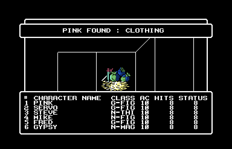 Wizardry: Proving Grounds of the Mad Overlord Commodore 64 Screenshot: Found some items...