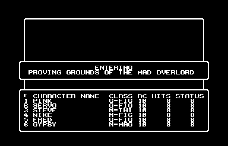 Wizardry: Proving Grounds of the Mad Overlord Commodore 64 Screenshot: Time to enter the maze!