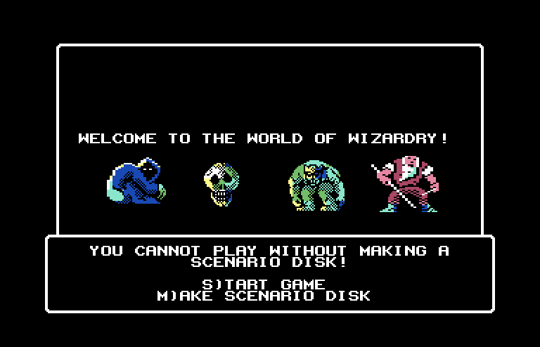 Wizardry: Proving Grounds of the Mad Overlord Commodore 64 Screenshot: Title screen.