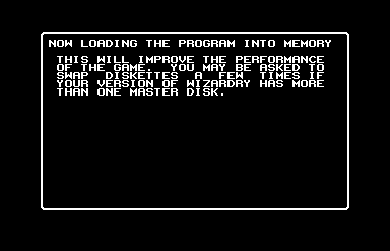 Wizardry: Proving Grounds of the Mad Overlord Commodore 64 Screenshot: Loading the program into memory...