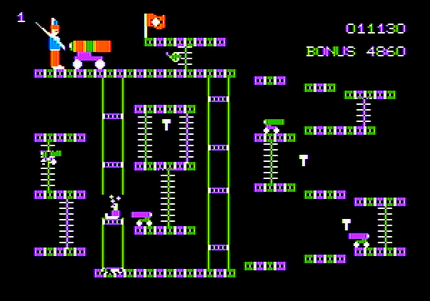 Cannonball Blitz Apple II Screenshot: Ouch! I was hit by a projectile...