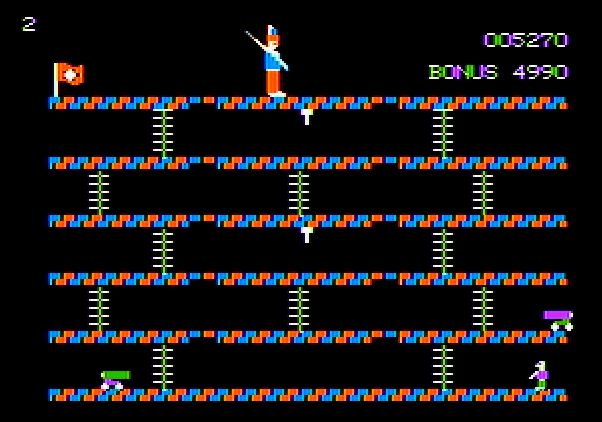 Cannonball Blitz Apple II Screenshot: Start of level 2.