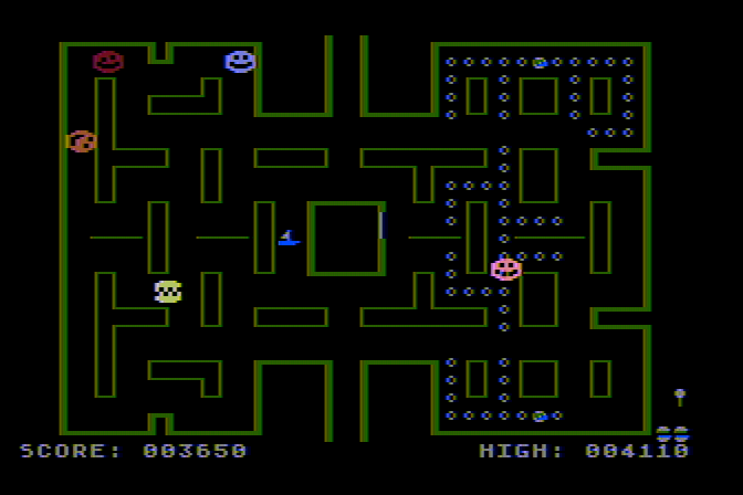 Jawbreaker Atari 8-bit Screenshot: Eat the sailboat for bonus points.