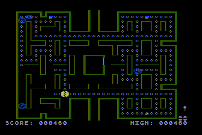 Jawbreaker Atari 8-bit Screenshot: You can eat opponents when they are blue.