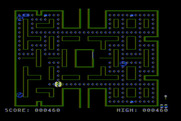 Jawbreaker for Atari 8-bit - You can eat opponents when they are blue.