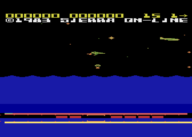 Aquatron Atari 8-bit Screenshot: Game demo.