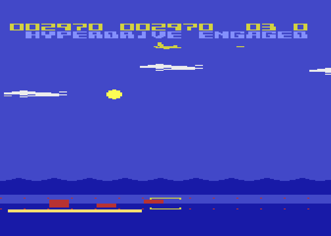 Aquatron Atari 8-bit Screenshot: Hyperdrive engaged!