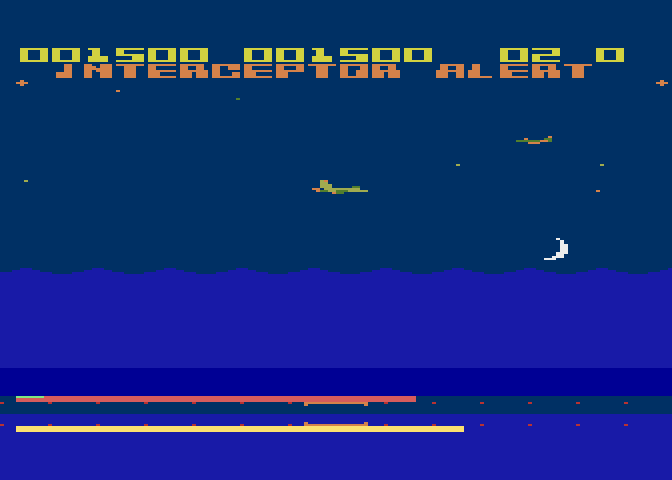 Aquatron Atari 8-bit Screenshot: The moon begins setting...